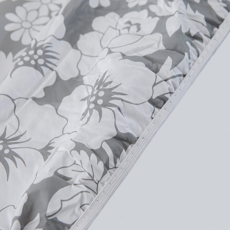 NLMUVW Round Fitted Vinyl Tablecloth with Elastic Edge 100% Waterproof Oil Proof PVC Table Cloth Wipe Clean Table Cover for Indoor and Outdoor  Grey Flower  45""- 56"" - Image 4